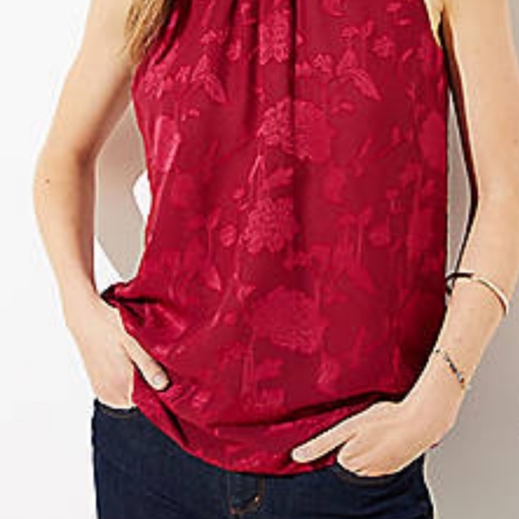 LOFT Womens Red Floral Tank Top - Picture 2 of 7